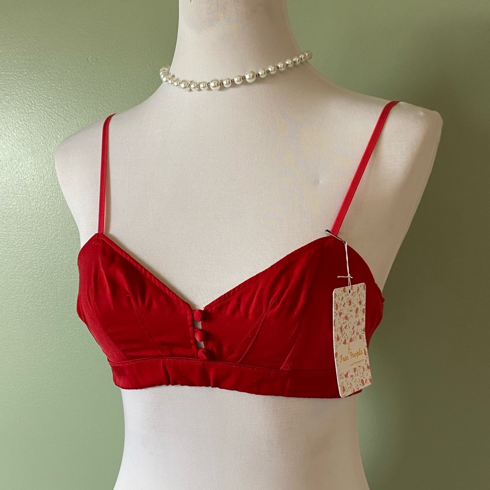 Free People Red Satin Bralette